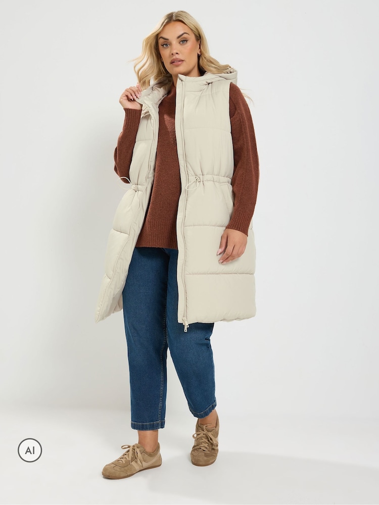Yours Curve Cream Padded Gilet - Image 1 of 7