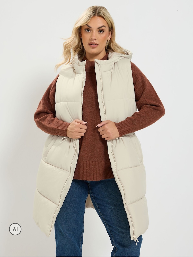 Yours Curve Cream Padded Gilet - Image 2 of 7
