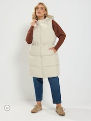Yours Curve Cream Padded Gilet - Image 3 of 7
