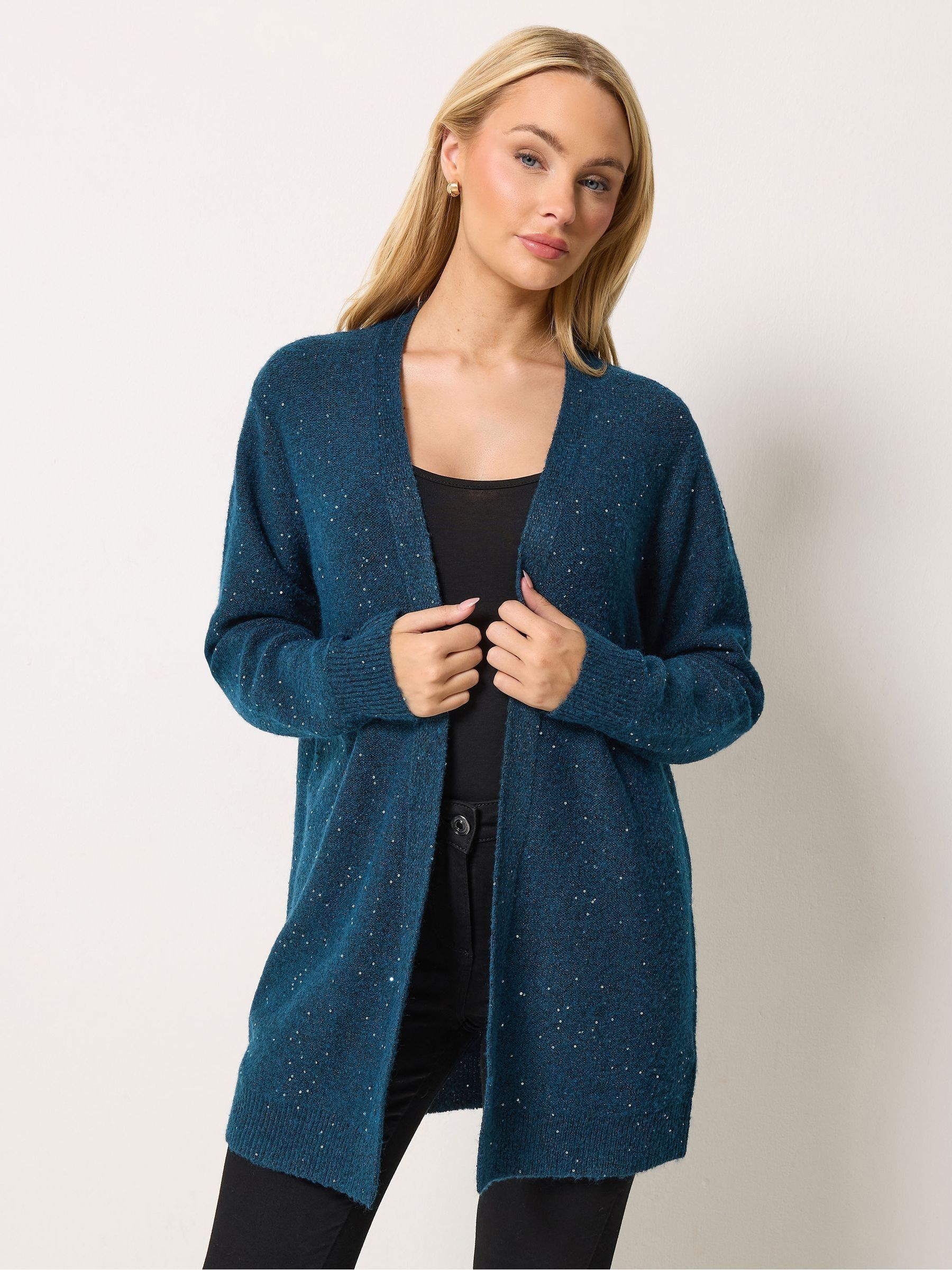 M&Co Women's Teal Long Sleeve Sequin Cardigan Sweater In | : 18/20 - Image 1