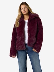 NOISY MAY Purple Fur Jacket - Image 1 of 3