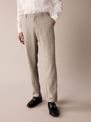 Sage Green Textured Linen Blend Trousers - Image 1 of 9