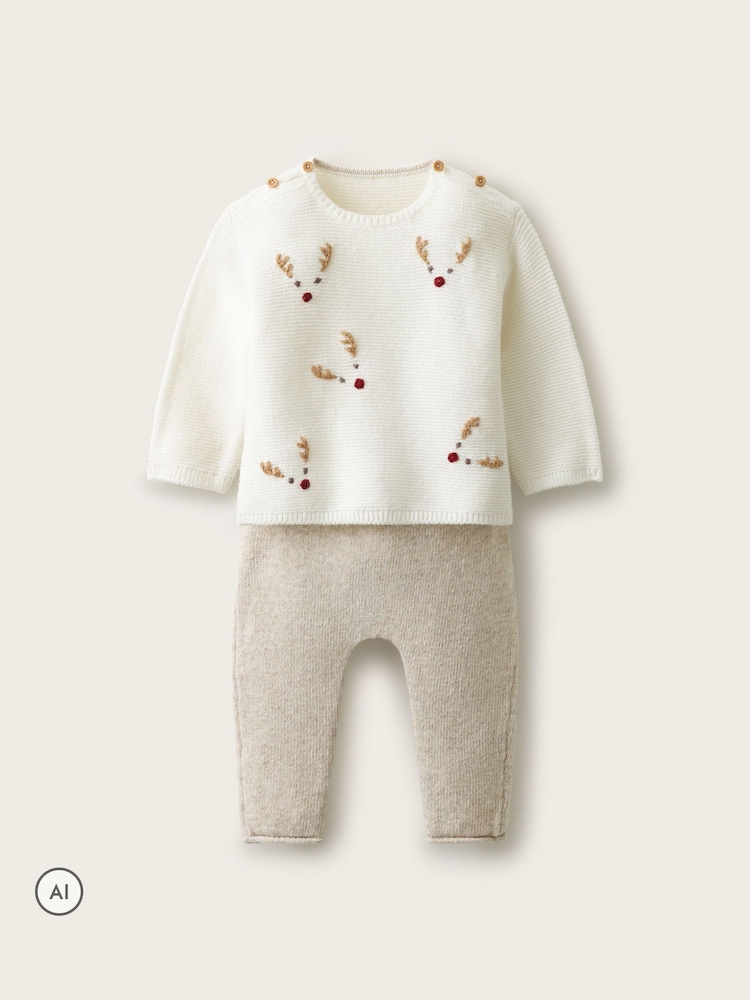 The White Company White Blend Jingles Embroidered Jumper & Leggings Set - Image 1 of 3