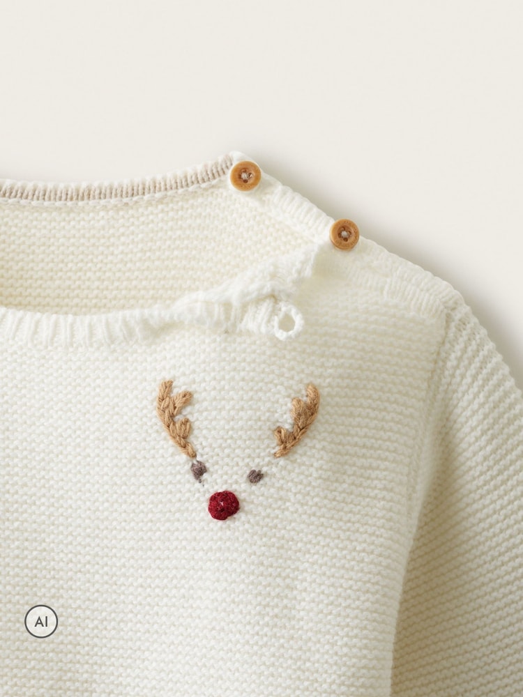 The White Company White Blend Jingles Embroidered Jumper & Leggings Set - Image 2 of 3