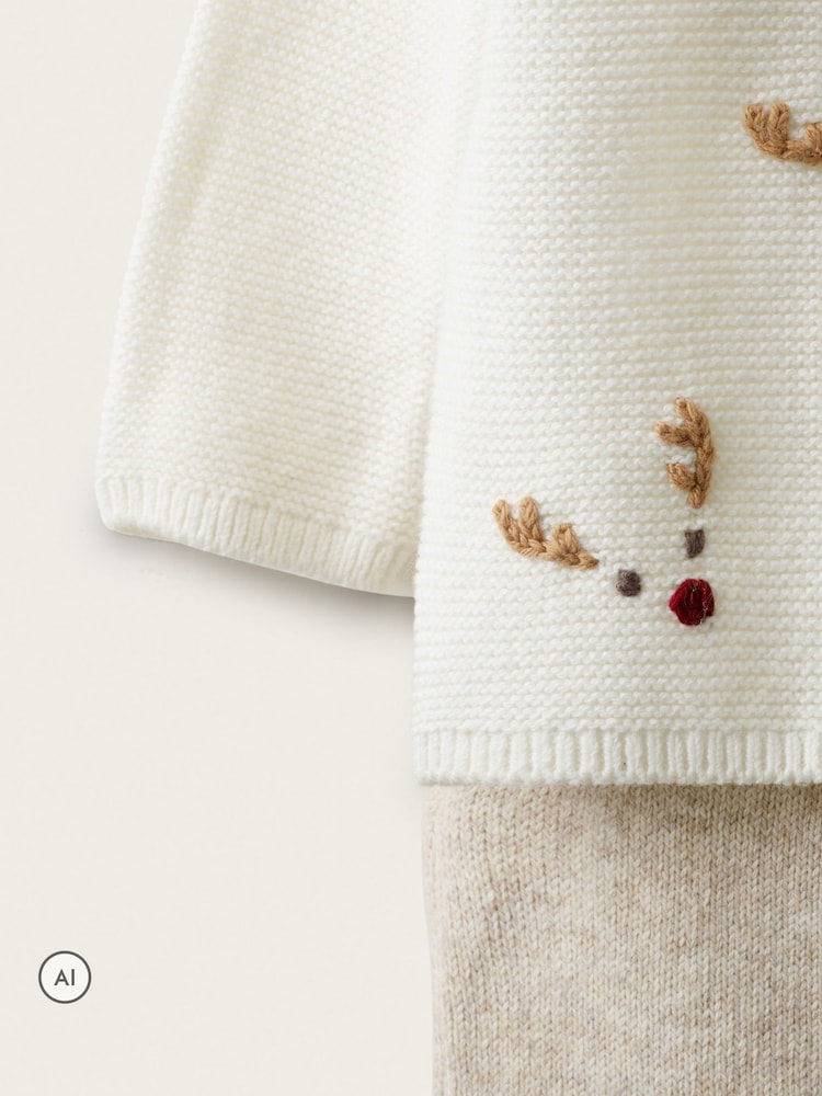 The White Company White Blend Jingles Embroidered Jumper & Leggings Set - Image 3 of 3