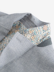 Chambray Blue Slim Fit Textured Linen Blend Blazer - Image 11 of 11