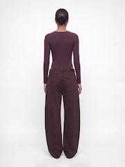 JJXX Burgundy Long Sleeve Heart Neckline Bodysuit - Image 2 of 8