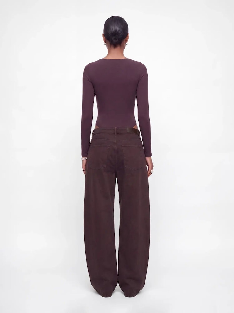 JJXX Burgundy Long Sleeve Heart Neckline Bodysuit - Image 2 of 8 JJXX Burgundy Long Sleeve Heart Neckline Bodysuit - Image 2 of 8