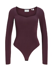 JJXX Burgundy Long Sleeve Heart Neckline Bodysuit - Image 5 of 8