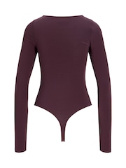 JJXX Burgundy Long Sleeve Heart Neckline Bodysuit - Image 6 of 8