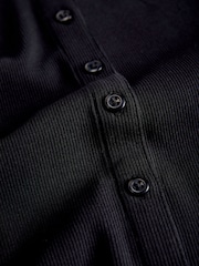 JJXX Black Long Sleeve Button Up Jersey Cardigan - Image 6 of 7