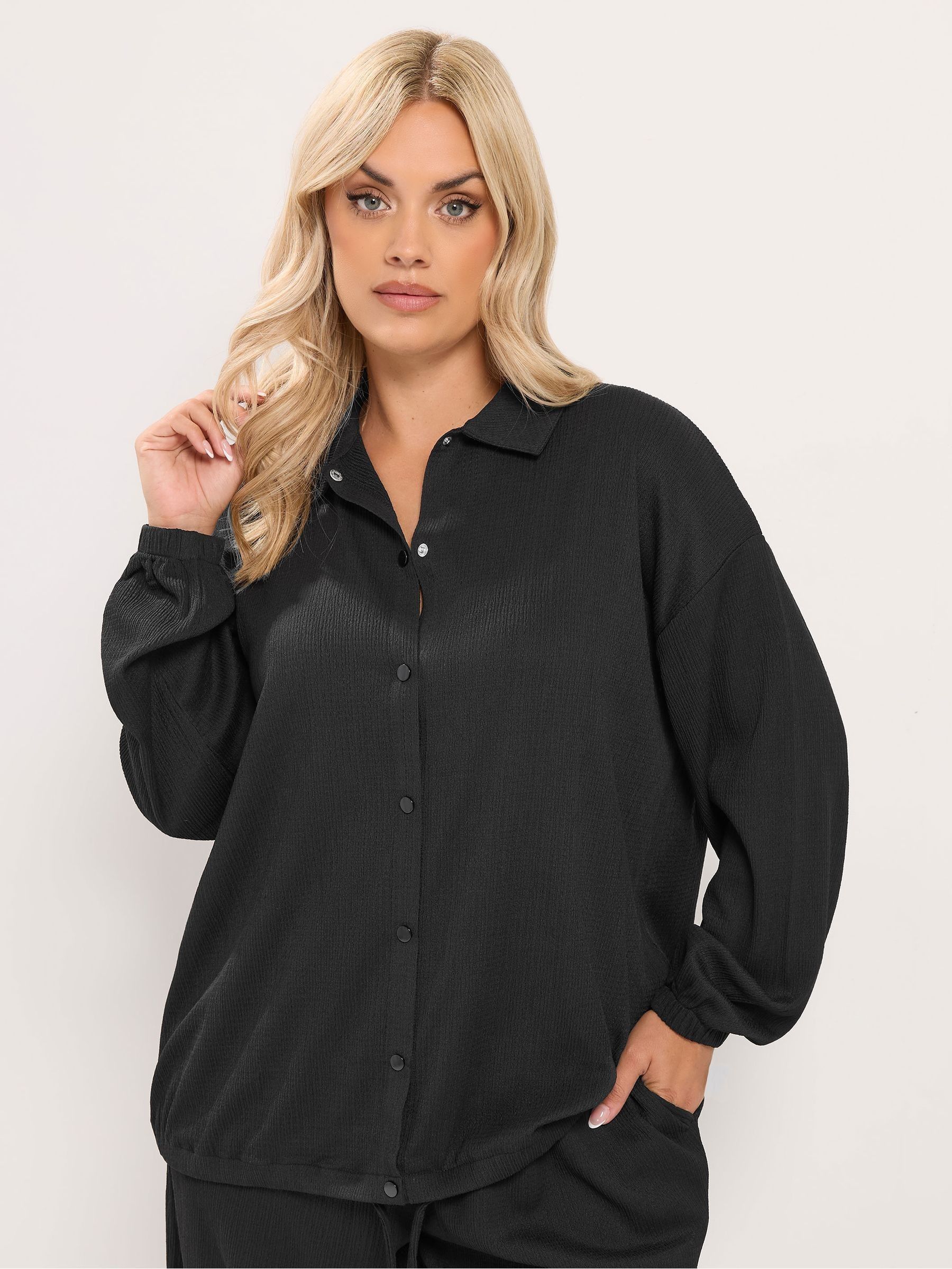 Yours Curve Women's Black Textured Jersey Jacket - Image 1