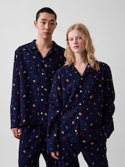 Gap Navy Gingerbread Matching Family Softest Flannel Pyjamas Shirt - Image 1 of 5