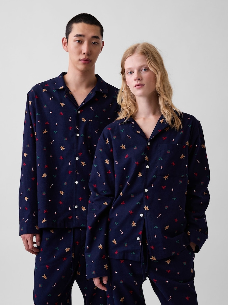 Gap Navy Gingerbread Matching Family Softest Flannel Pyjamas Shirt - Image 1 of 5 Gap Navy Gingerbread Matching Family Softest Flannel Pyjamas Shirt - Image 1 of 5