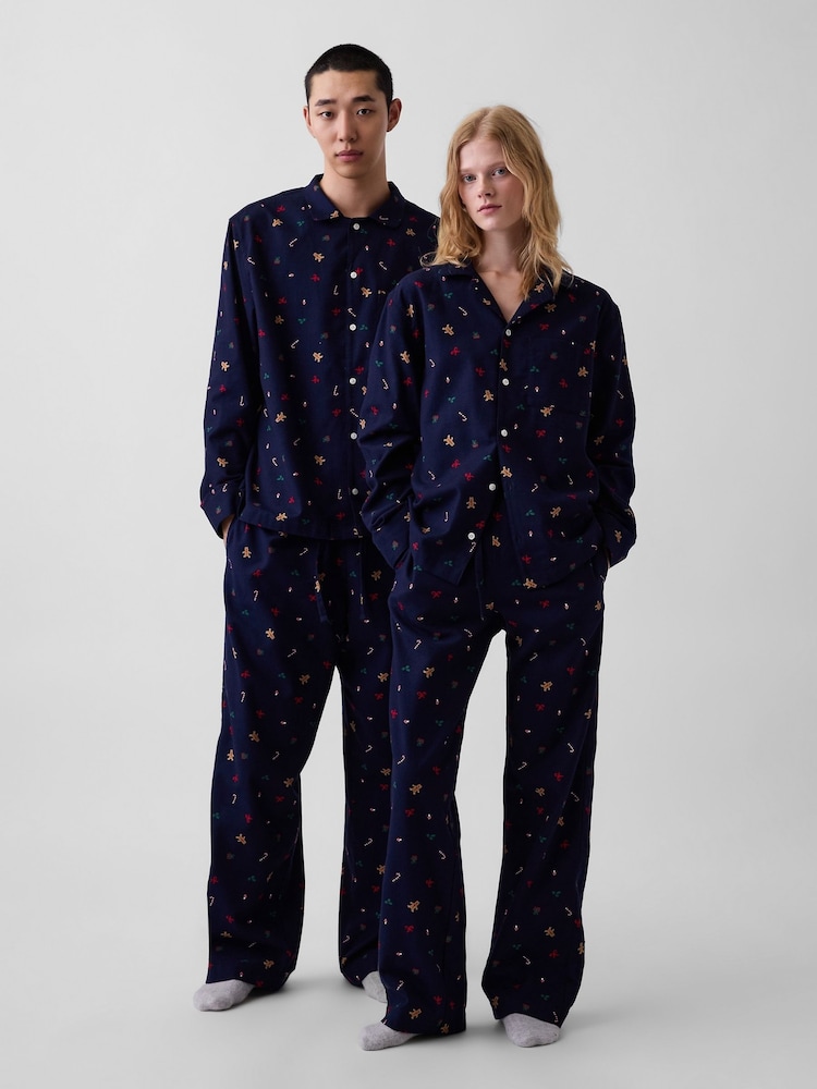 Gap Navy Gingerbread Matching Family Softest Flannel Pyjamas Shirt - Image 2 of 5 Gap Navy Gingerbread Matching Family Softest Flannel Pyjamas Shirt - Image 2 of 5