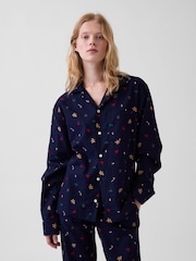 Gap Navy Gingerbread Matching Family Softest Flannel Pyjamas Shirt - Image 3 of 5