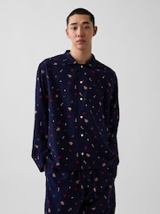 Gap Navy Gingerbread Matching Family Softest Flannel Pyjamas Shirt - Image 5 of 5