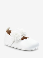 White Satin with Headband Bridesmaid Collection Corsage Occasion Baby Shoes (0-18mths) - Image 2 of 6