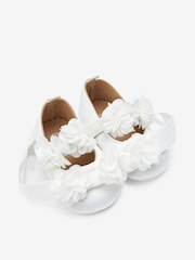 White Satin with Headband Bridesmaid Collection Corsage Occasion Baby Shoes (0-18mths) - Image 4 of 6