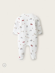 The White Company White Blend Christmas Reindeer & Car Quilted Wrap Sleepsuit - Image 2 of 4