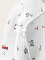 The White Company White Blend Christmas Reindeer & Car Quilted Wrap Sleepsuit - Image 4 of 4