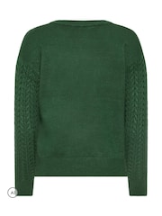 M&Co Green Petite V-Neck Mini Cable Jumper - Image 6 of 6