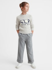 Reiss Grey Polli Casual Knitted Polar Bear Jumper - Image 3 of 6