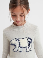 Reiss Grey Polli Casual Knitted Polar Bear Jumper - Image 4 of 6