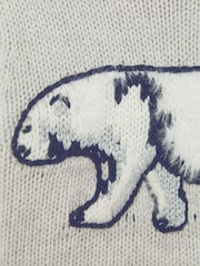 Reiss Grey Polli Casual Knitted Polar Bear Jumper - Image 6 of 6