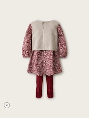 The White Company Red Winter Floral Dress Tank & Tights Set - Image 2 of 4