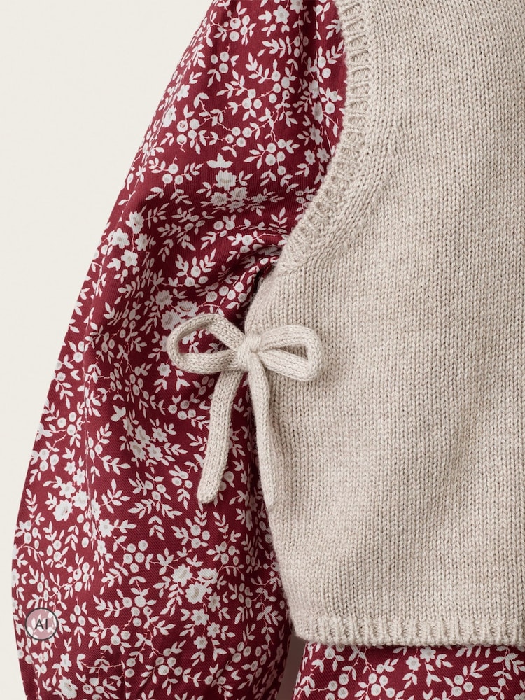 The White Company Red Winter Floral Dress Tank & Tights Set - Image 4 of 4 The White Company Red Winter Floral Dress Tank & Tights Set - Image 4 of 4