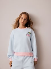 Olivia Rubin Blue Colour Block Cherry Sweat & Joggers Set 2 Piece - Image 6 of 6
