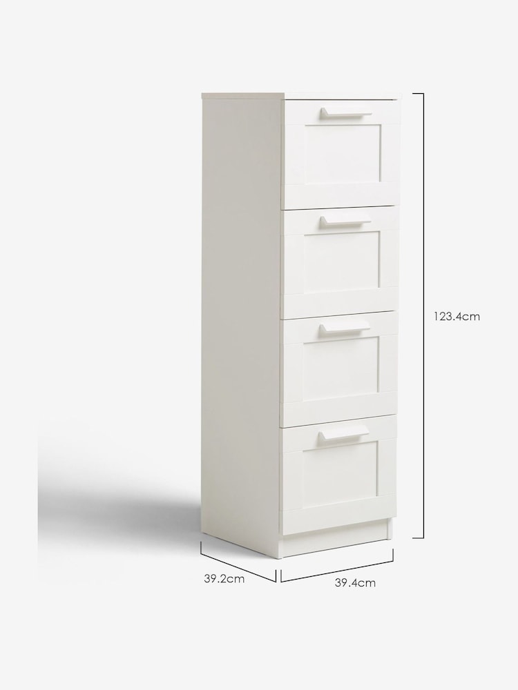 White Flynn 4 Drawer Tall Chest of Drawers - Image 9 of 9