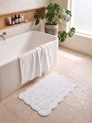 Allure Bath Fashions White Gracie Floral Jacquard Scalloped Towel - Image 5 of 6
