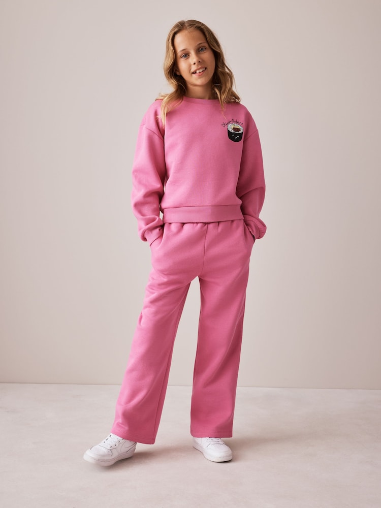 Olivia Rubin Pink Sushi Graphic Sweat & Joggers Set 2 Piece - 7суретінің 2 суреті