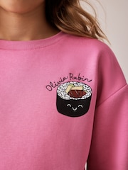 Olivia Rubin Pink Sushi Graphic Sweat & Joggers Set 2 Piece - 7суретінің 4 суреті