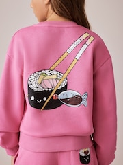 Olivia Rubin Pink Sushi Graphic Sweat & Joggers Set 2 Piece - 7суретінің 5 суреті