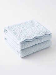 Allure Bath Fashions Blue Gracie Floral Jacquard Scalloped Towel - Image 2 of 3