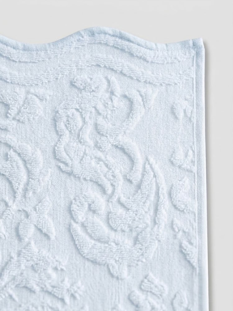 Allure Bath Fashions Blue Gracie Floral Jacquard Scalloped Towel - Image 3 of 3