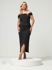 Yours Curve London Off Shoulder Buckle Wrap Dress - 6의 이미지 1