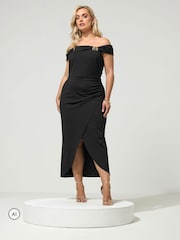 Yours Curve London Off Shoulder Buckle Wrap Dress - 6의 이미지 2