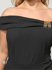Yours Curve London Off Shoulder Buckle Wrap Dress - 6의 이미지 4