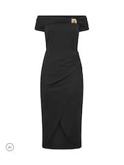 Yours Curve London Off Shoulder Buckle Wrap Dress - 6의 이미지 5