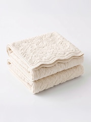 Allure Bath Fashions Cream Gracie Floral Jacquard Scalloped Towel - Image 2 of 6