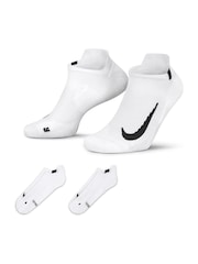 Nike White Multiplier Running No Show Socks 2 Pack - Image 1 of 5