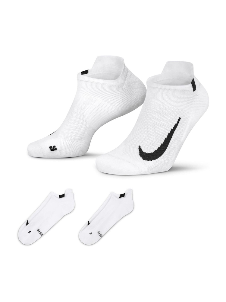 Nike White Multiplier Running No Show Socks 2 Pack - Image 1 of 5