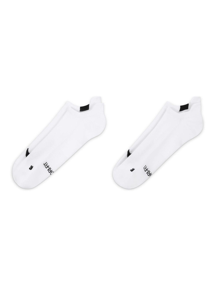 Nike White Multiplier Running No Show Socks 2 Pack - Image 2 of 5