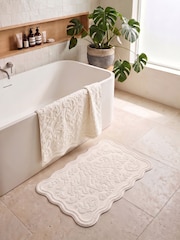 Allure Bath Fashions Cream Gracie Floral Jacquard Scalloped Towel - Image 5 of 6