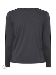 Yours Curve Grey Long Sleeve Henley Button T-Shirt - Image 6 of 6