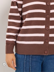 Yours Curve Pink Stripe Crew Neck Cardigan - Image 4 of 6